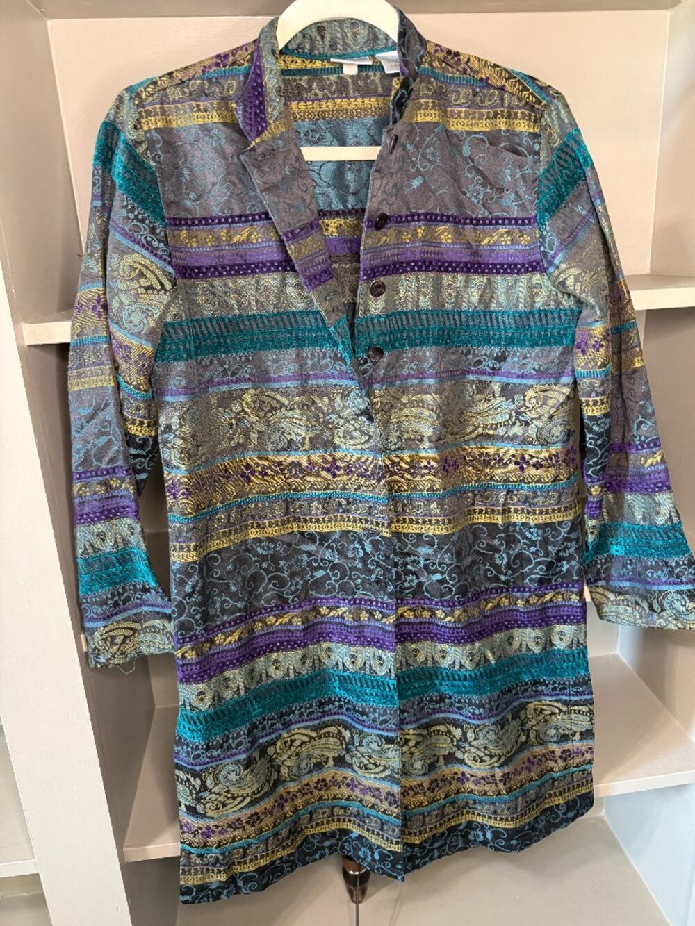 Quirky Chico's Tapestry Overcoat - Small
